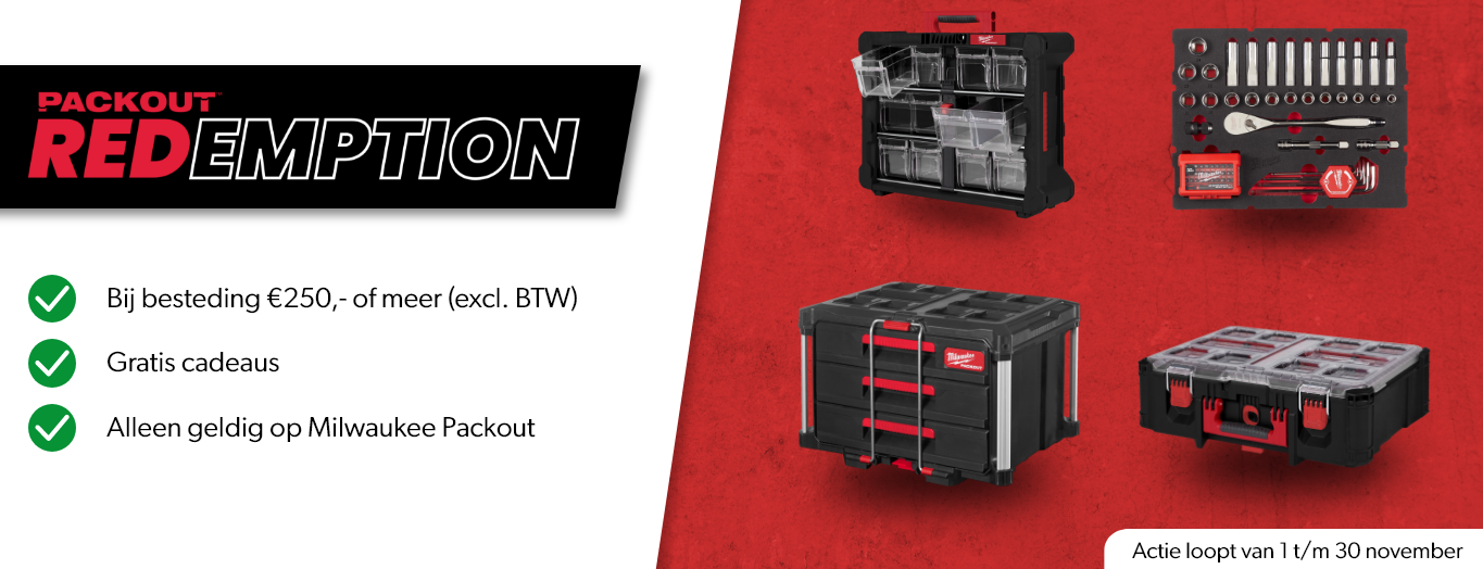 Gratis Milwaukee packout artikelen - redemption